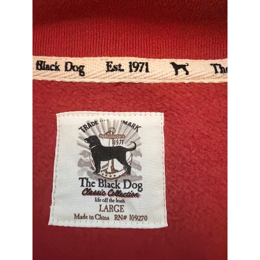 The Black Dog Mens Red Quarter Zip Fleece Sweatshirt Pullover Large Classic Logo - Picture 3 of 8